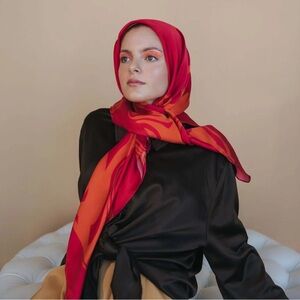 vela scarves red silk swirl hijab